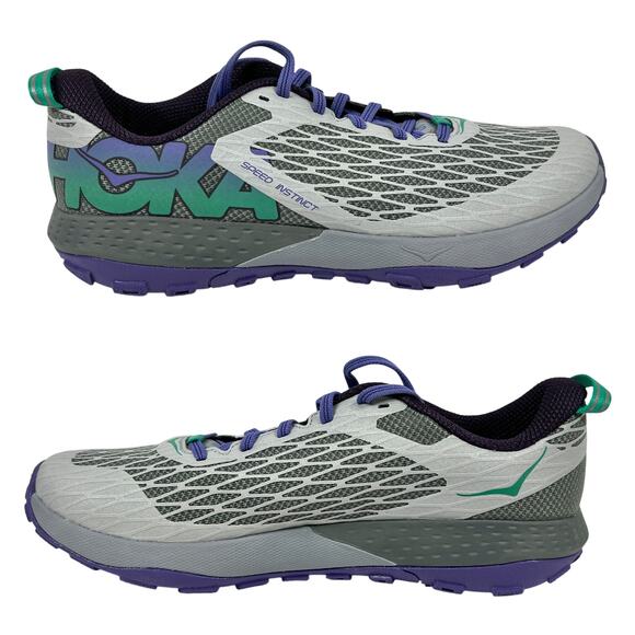 Hoka One Speed Instinct Trail Running Shoe Women 10.5 B Grey/Purple Sneaker NEW! - Picture 3 of 14
